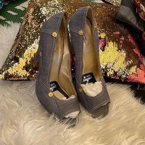 MIU MIU denim wedges
